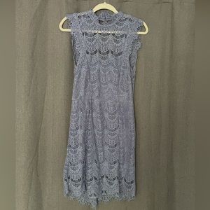 NEW Free People intimately periwinkle lace open back button neck dress